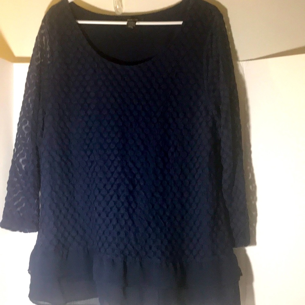 Style & Co. long sleeve size xl blue texture pattern sheer hem top